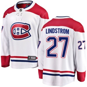 Montreal Canadiens Gustav Lindstrom Official White Fanatics Branded Breakaway Adult Away NHL Hockey Jersey