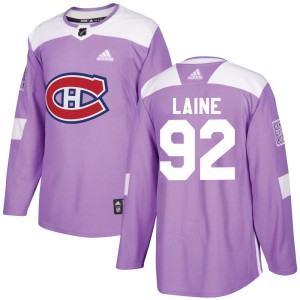 Montreal Canadiens Patrik Laine Official Purple Adidas Authentic Youth Fights Cancer Practice NHL Hockey Jersey