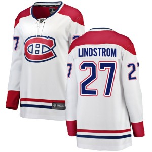 Montreal Canadiens Gustav Lindstrom Official White Fanatics Branded Breakaway Women's Away NHL Hockey Jersey