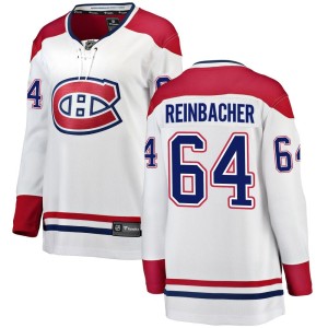 Montreal Canadiens David Reinbacher Official White Fanatics Branded Breakaway Women's Away NHL Hockey Jersey