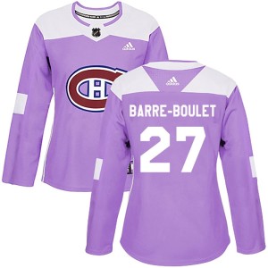 Montreal Canadiens Alex Barre-Boulet Official Purple Adidas Authentic Women's Fights Cancer Practice NHL Hockey Jersey