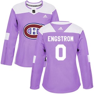 Montreal Canadiens Adam Engstrom Official Purple Adidas Authentic Women's Fights Cancer Practice NHL Hockey Jersey