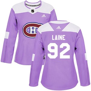 Montreal Canadiens Patrik Laine Official Purple Adidas Authentic Women's Fights Cancer Practice NHL Hockey Jersey