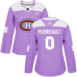 Montreal Canadiens Jacob Perreault Official Purple Adidas Authentic Women's Fights Cancer Practice NHL Hockey Jersey