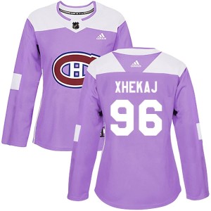 Montreal Canadiens Florian Xhekaj Official Purple Adidas Authentic Women's Fights Cancer Practice NHL Hockey Jersey