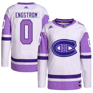 Montreal Canadiens Adam Engstrom Official White/Purple Adidas Authentic Youth Hockey Fights Cancer Primegreen NHL Hockey Jersey