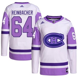 Montreal Canadiens David Reinbacher Official White/Purple Adidas Authentic Youth Hockey Fights Cancer Primegreen NHL Hockey Jersey