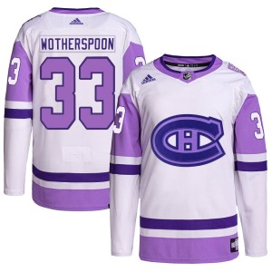 Montreal Canadiens Tyler Wotherspoon Official White/Purple Adidas Authentic Youth Hockey Fights Cancer Primegreen NHL Hockey Jersey