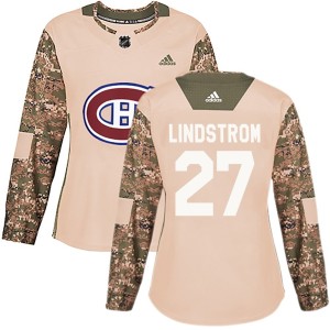 Montreal Canadiens Gustav Lindstrom Official Camo Adidas Authentic Women's Veterans Day Practice NHL Hockey Jersey